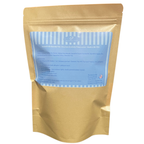 Gold-colored packaging with a blue label on a white background