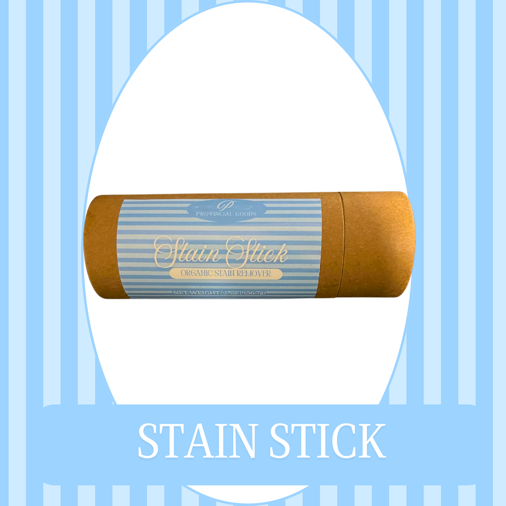 Stain stick with striped packaging on a blue background
